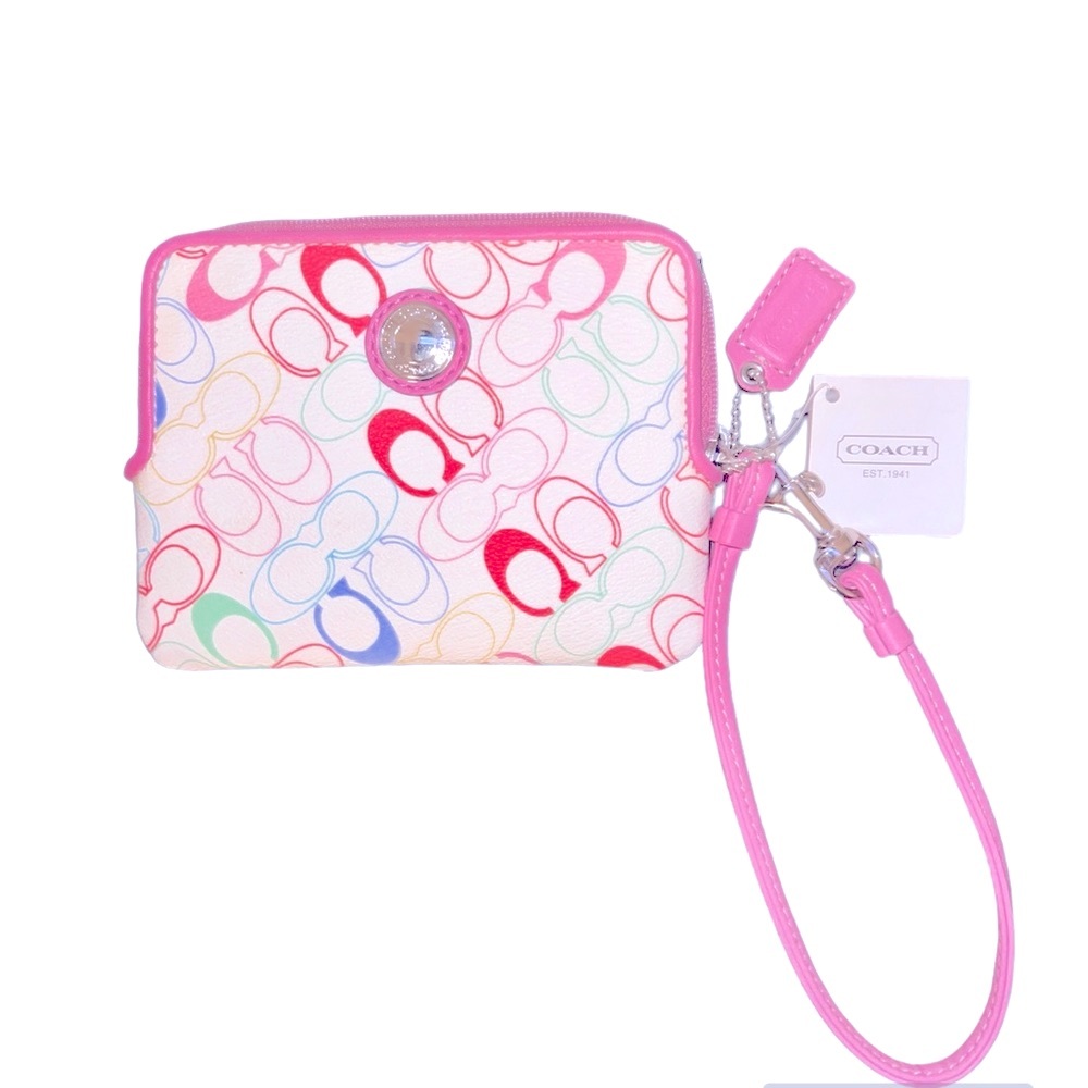 NWT: Coach Pastel Multi Small Zip Wristlet Wallet